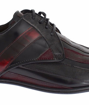 Dolce & Gabbana Elegant Black Bordeaux Striped Leather Dress Shoes Dolce & Gabbana 