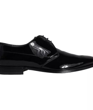 Dolce & Gabbana Black Calfskin Leather Derby Men Dress Shoes