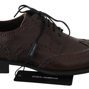 Dolce &amp; Gabbana Elegant Brown Leather Derby Brogues