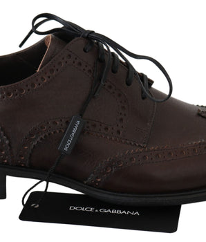 Dolce & Gabbana Brown Leather Brogue Derby Dress Shoes