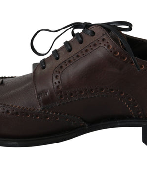 Dolce &amp; Gabbana Brown Leather Brogue Derby Dress Shoes