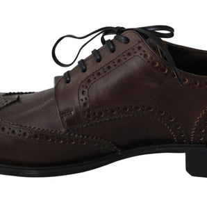 Dolce &amp; Gabbana Elegant Brown Leather Derby Brogues