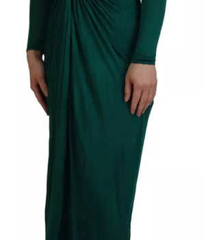 Dolce &amp; Gabbana Dark Green Viscose Long Sleeve Midi Dress
