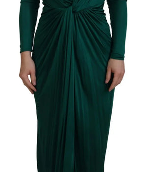 Dolce &amp; Gabbana Dark Green Viscose Long Sleeve Midi Dress