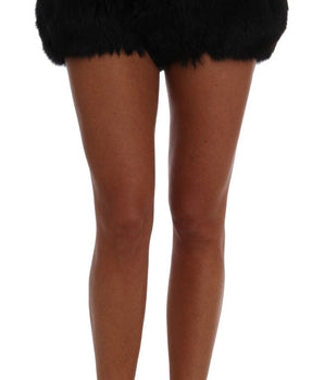 Dolce & Gabbana Black Lamb Fox Fur Mini Hot Pants Dolce & Gabbana 