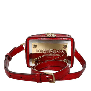 Dolce & Gabbana Red Leather Logo Plaque Waist Fanny Pack Women Bag