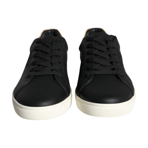 Dolce & Gabbana Black Leather Portofino Low Top Sneakers Shoes