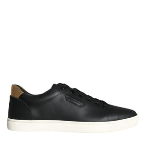 Dolce & Gabbana Black Leather Portofino Low Top Sneakers Shoes