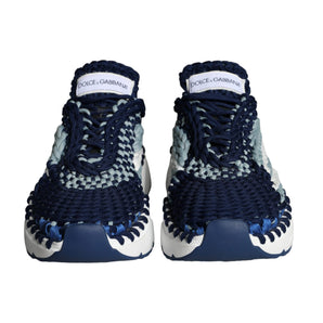 Dolce & Gabbana Blue White Daymaster Crochet Low Top Sneakers Shoes