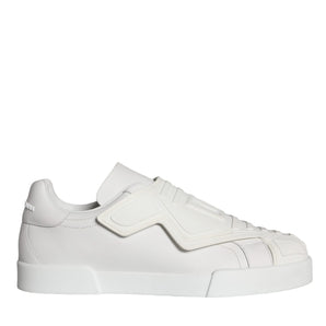 Dolce & Gabbana White Leather Slip On Low Top Sneakers Shoes