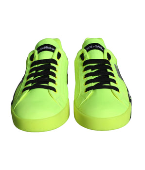 Dolce &amp; Gabbana Neon Green Logo Tape Low Top Sneakers Shoes