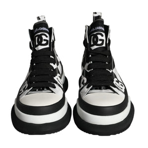 Dolce & Gabbana Black White Checkered High Top Sneakers Shoes