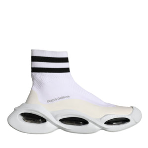 Dolce & Gabbana White Black Slip On Wave Socks Sneakers Shoes