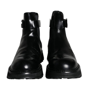 Dolce & Gabbana Black Belted DG Logo Men Chelsea Boots Shoes