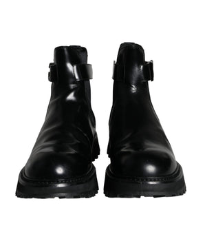 Dolce & Gabbana Black Belted DG Logo Men Chelsea Boots Shoes