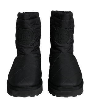 Dolce & Gabbana Black Nylon Padded Mid Calf Men Boots Shoes