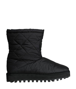 Dolce & Gabbana Black Nylon Padded Mid Calf Men Boots Shoes