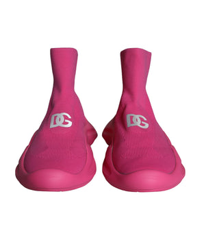 Dolce &amp; Gabbana Pink Logo Print Slip On Socks Sneakers Shoes