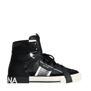 Dolce & Gabbana Black White Lace Up High Top Sneakers Shoes