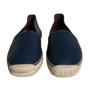 Dolce & Gabbana Blue Leather Leather Espadrille Flats Shoes