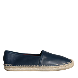 Dolce & Gabbana Blue Leather Leather Espadrille Flats Shoes