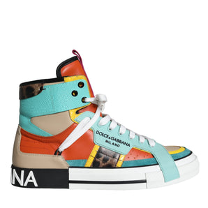 Dolce & Gabbana Multicolor Leather High Top Sneakers Shoes