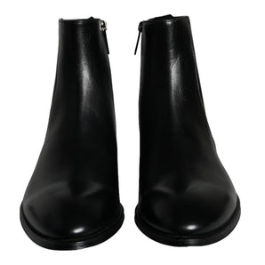 Dolce & Gabbana Black Calf Leather Men Ankle Boots Shoes