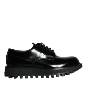 Dolce & Gabbana Black Calf Leather Derby Formal Dress Shoes