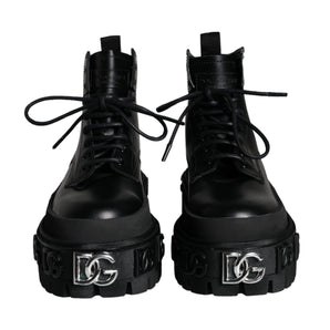 Dolce & Gabbana Black Lace Up Trekking Ankle Boots Men Shoes