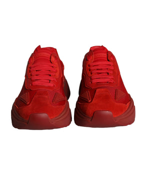 Dolce &amp; Gabbana Red Leather Daymaster Low Top Sneakers Shoes