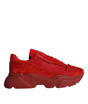 Dolce &amp; Gabbana Red Leather Daymaster Low Top Sneakers Shoes