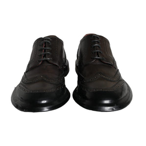 Dolce & Gabbana Black Leather Oxford Wingtip Formal Men Shoes