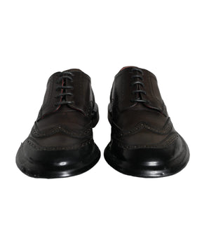Dolce & Gabbana Black Leather Oxford Wingtip Formal Men Shoes