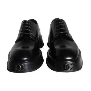 Dolce & Gabbana Black Calf Leather Derby Formal Dress Shoes