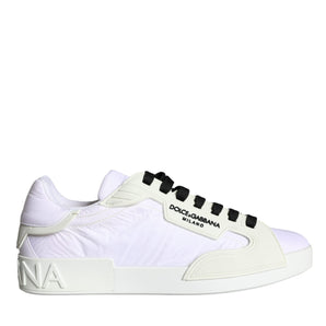 Dolce & Gabbana White Portofino Logo Low Top Trainers Sneakers Shoes