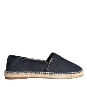 Dolce & Gabbana Blue Denim Cotton Leather Espadrilles Shoes