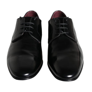 Dolce & Gabbana Black Calfskin Leather Derby Men Dress Shoes