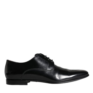 Dolce & Gabbana Black Calfskin Leather Derby Men Dress Shoes