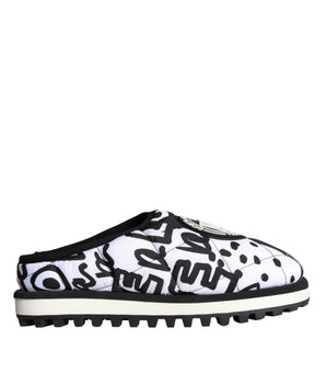 Dolce & Gabbana Black White Quilted Logo Sandals Slides Shoes
