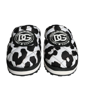 Dolce &amp; Gabbana Black White Quilted Logo Sandals Slides Shoes