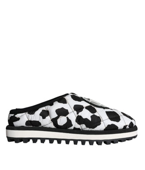 Dolce &amp; Gabbana Black White Quilted Logo Sandals Slides Shoes