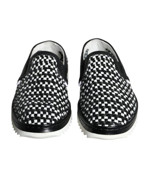 Dolce &amp; Gabbana Zapatos Mocasines Sin Cordones Tejidos En Blanco Y Negro Para Hombre