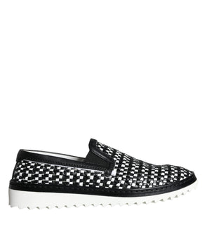 Dolce &amp; Gabbana Zapatos Mocasines Sin Cordones Tejidos En Blanco Y Negro Para Hombre
