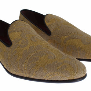 Dolce &amp; Gabbana Golden Baroque Silk Dress Loafers