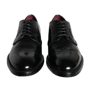 Dolce & Gabbana Black Calfskin Leather Derby Men Dress Shoes