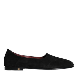 Dolce & Gabbana Black Suede Loafers Formal Slip On Shoes