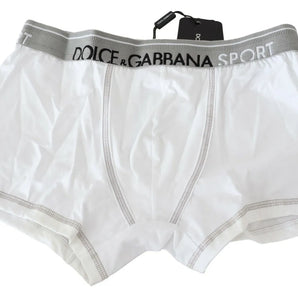 Dolce & Gabbana White Cotton Stretch Regular Boxer Underwear