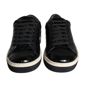 Dolce & Gabbana Black Leather Men Low Top Sneakers Shoes