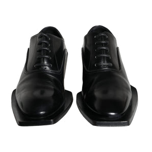 Dolce & Gabbana Black Calfskin Leather Derby Dress Men Shoes