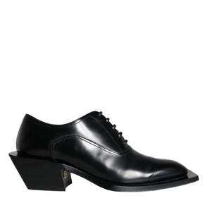 Dolce & Gabbana Black Calfskin Leather Derby Dress Men Shoes